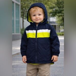 OshKosh B’gosh Boys Hooded Shell Jacket Navy Size Medium 5–6 Years GUC